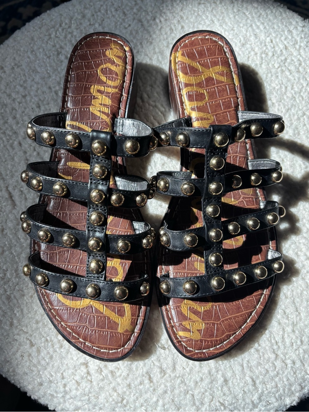 Sam Edelman Juniper Studded Gladiator Slide Sandal Black US 9.5
